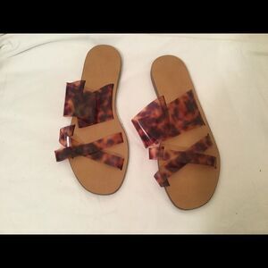 J CREW Jelly Criss-Cross Sandals  LEOPARD BROWN